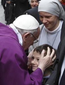 Pope Francis x 27 blessing kid and nun